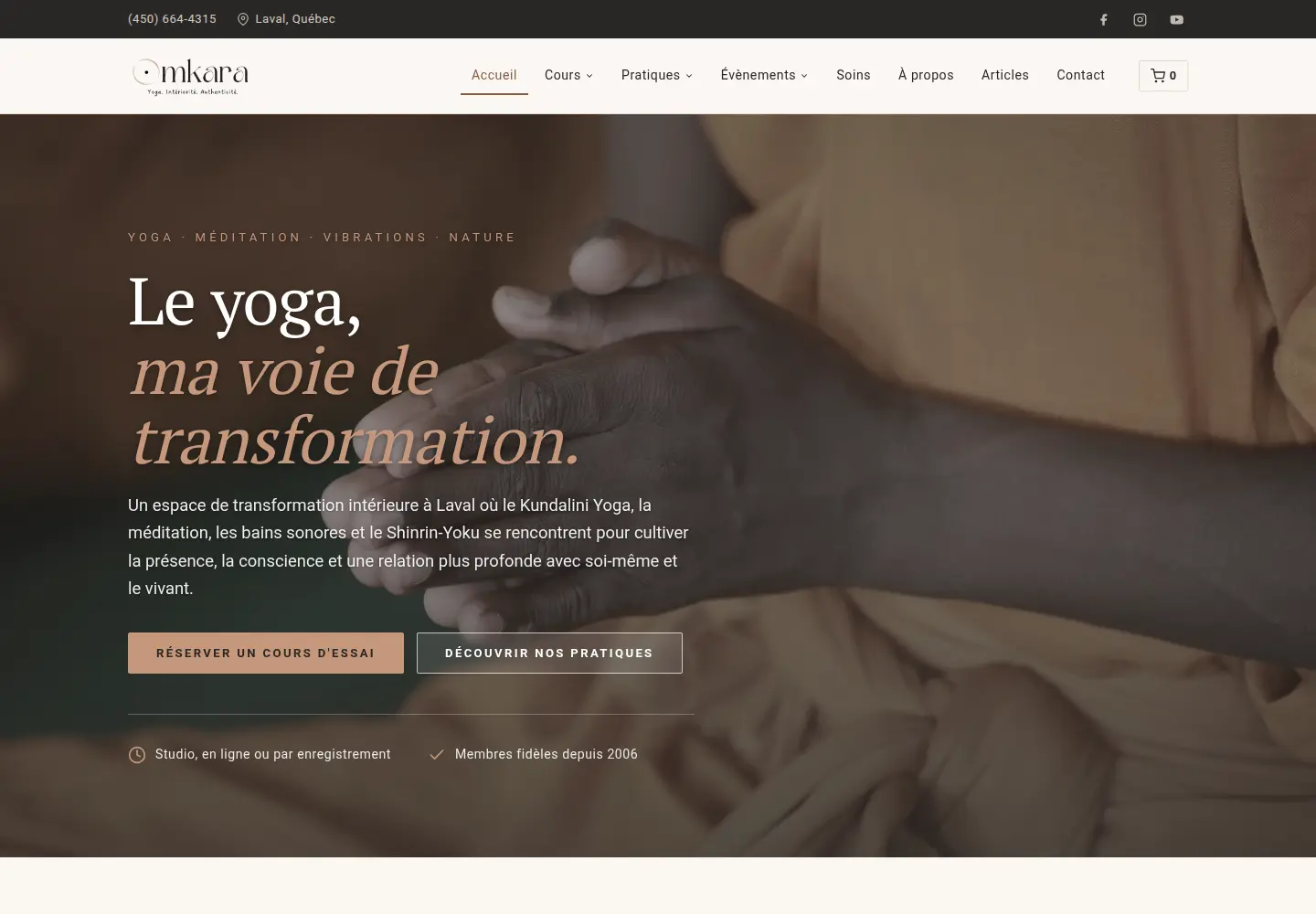 Site de yoga conçu par Weberly pour le Centre Yoga Zen Shiatsu