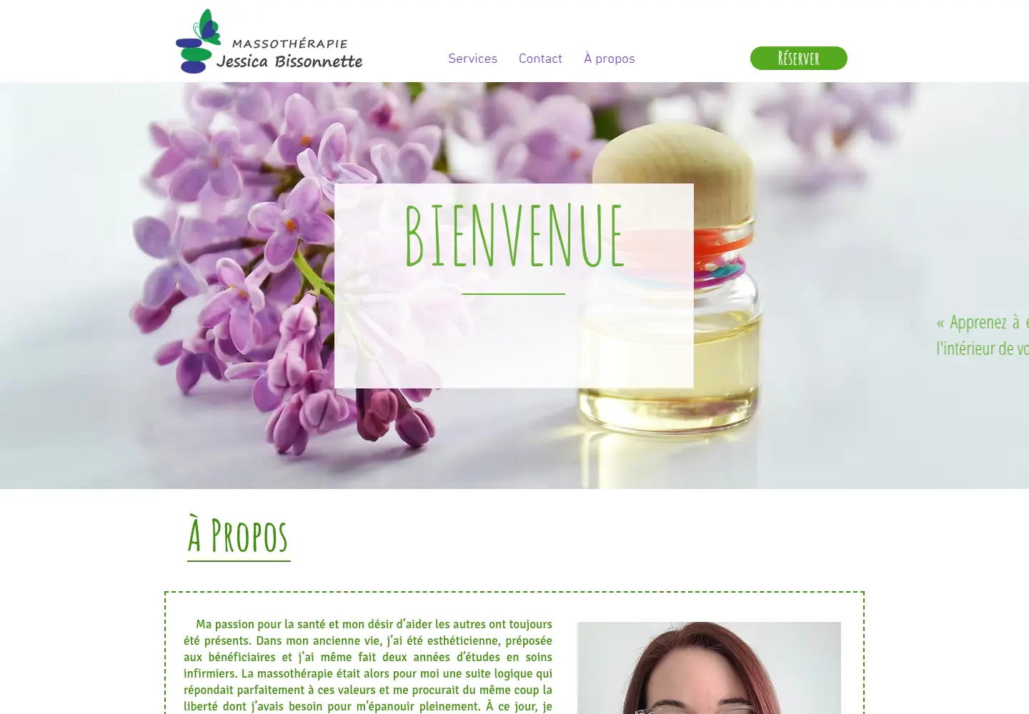 Site de Massothérapie Jessica Bissonnette avant Weberly