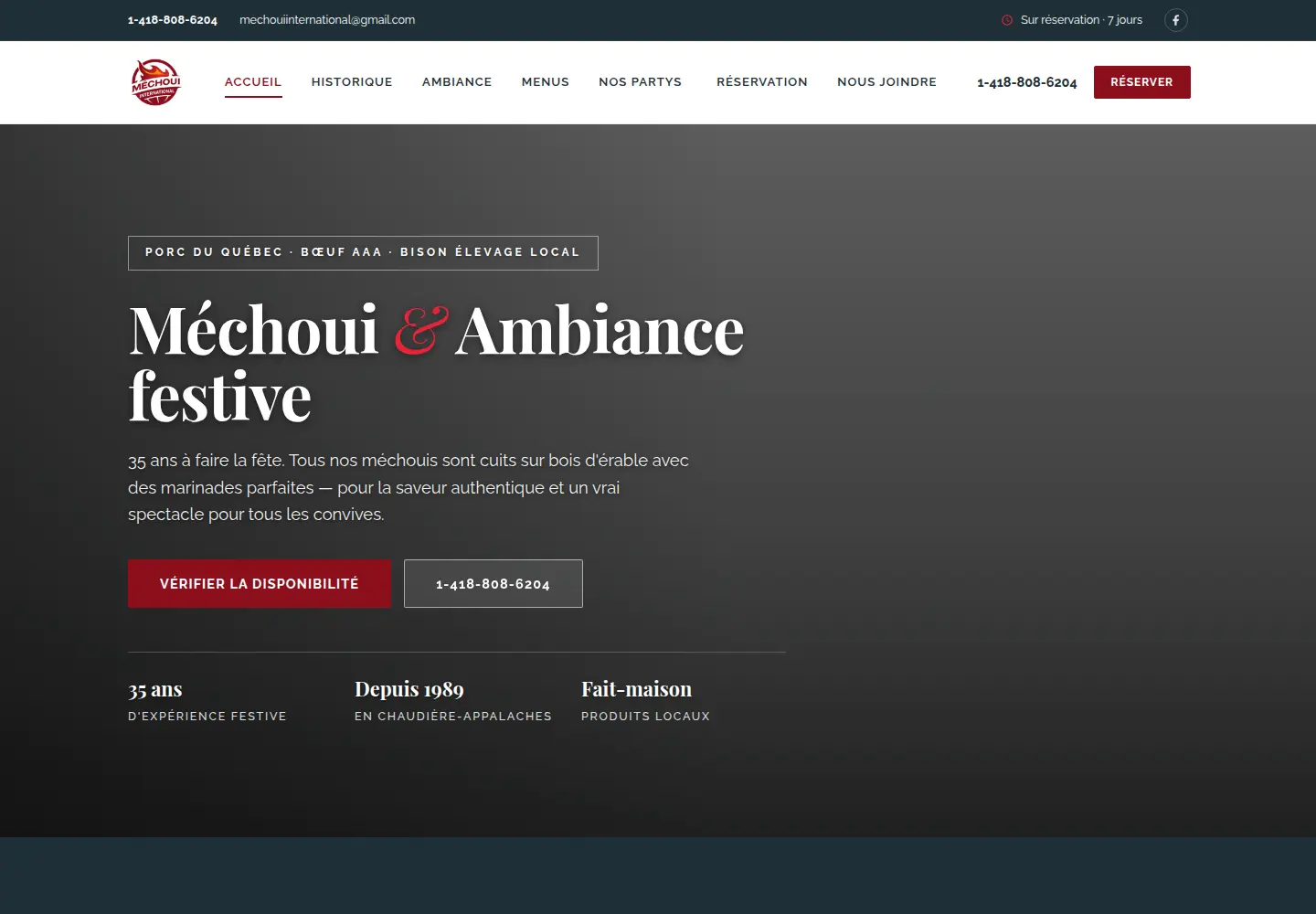 Aperçu du site de Méchoui International conçu par Weberly